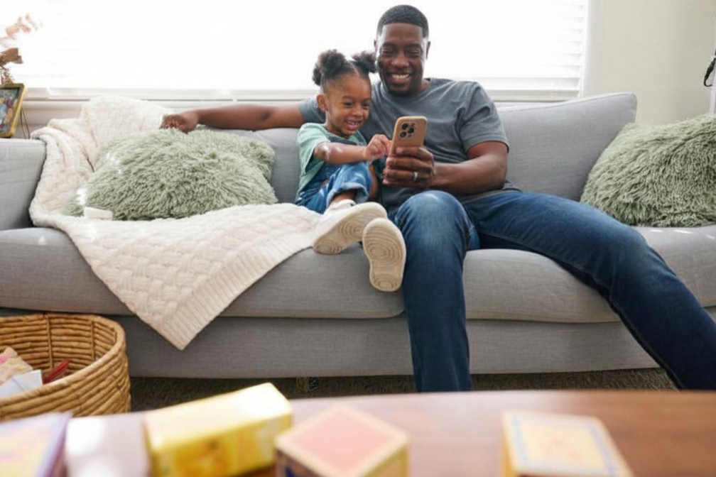 A dad and daughter share time together.