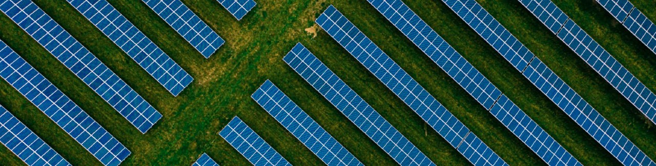 aerial view of solar panels