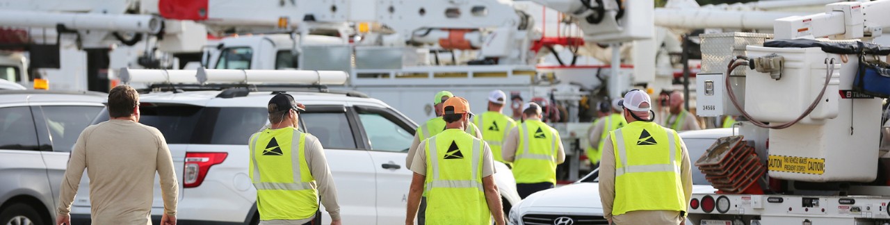 A staging area forTropical Storm Gordon is established at Mobile Greyhound Park on Wednesday, Sept. 5,  2018, in Theodore, Ala. (Mike Kittrell)
