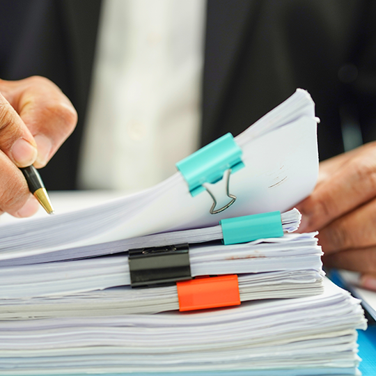 Paperwork being reviewed.