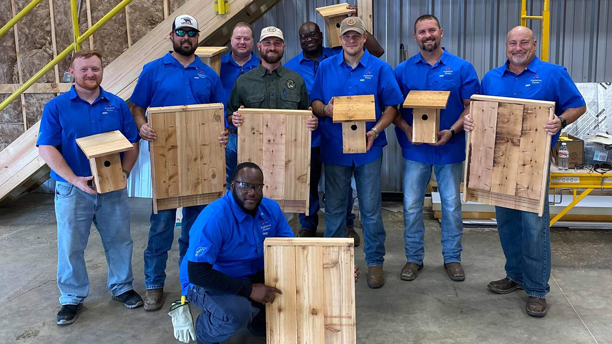 Volunteers from the Barry Environmental Stewardship Team recently built new habitat boxes for bats and bluebirds in south Alabama.
