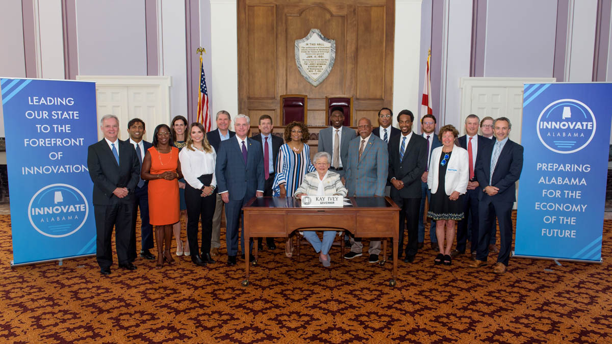 Governor Kay Ivey hosts bill signing ceremony for key innovation legislation.