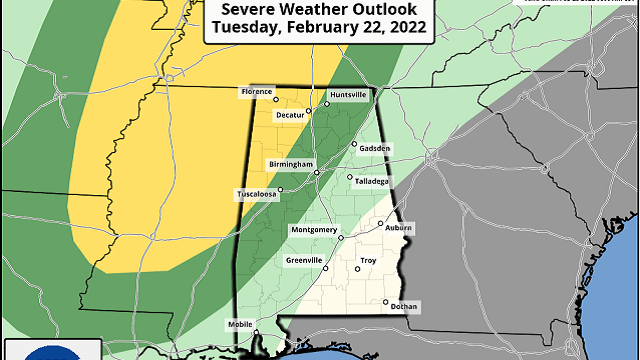 There's a chance of severe storms for some areas Tuesday afternoon and night.
