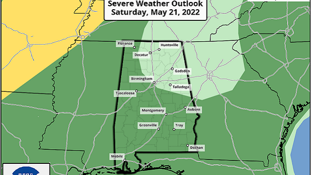 There's a low-end risk of severe thunderstorms Saturday for much of the state.