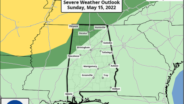 Northwest Alabama faces a marginal risk of severe storms late Sunday and overnight.