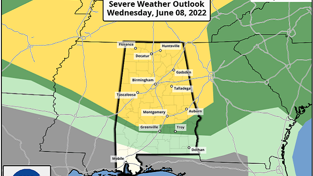 Wednesday brings the potential for hail and strong winds to north and central Alabama.