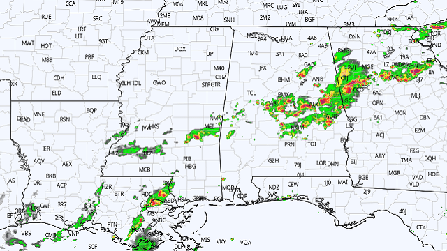 Odds of any one spot seeing rain each day are 35-45%.