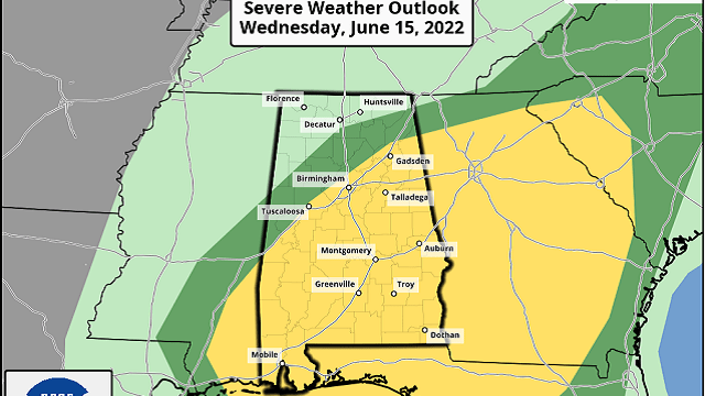 Scattered storms should be more numerous by afternoon Wednesday.