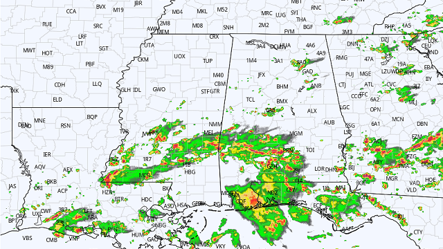 Storms are producing heavy rain, gusty winds and lots of lightning.