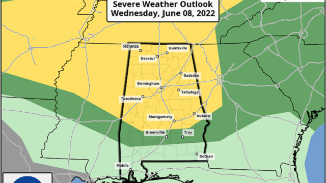 Storms will have the potential to bring strong straight-line winds and hail.