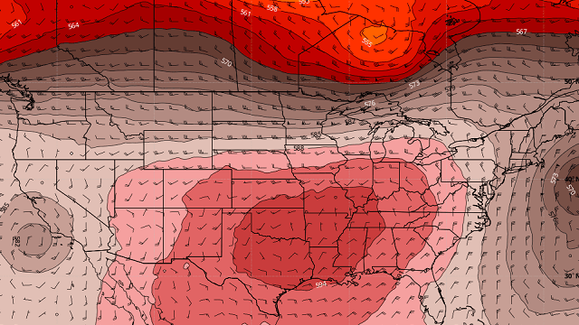 Skies will be sunny with highs reaching the mid to upper 90s.