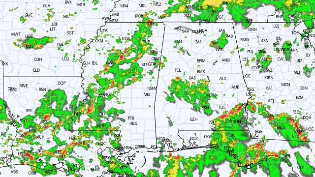Storms are producing heavy rain, gusty winds and lots of lightning.