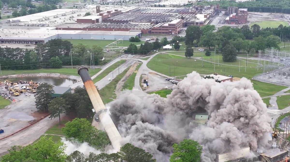 Alabama Power's 110-year-old Plant Gadsden is no more after an implosion over the weekend brought down the plant and tower.