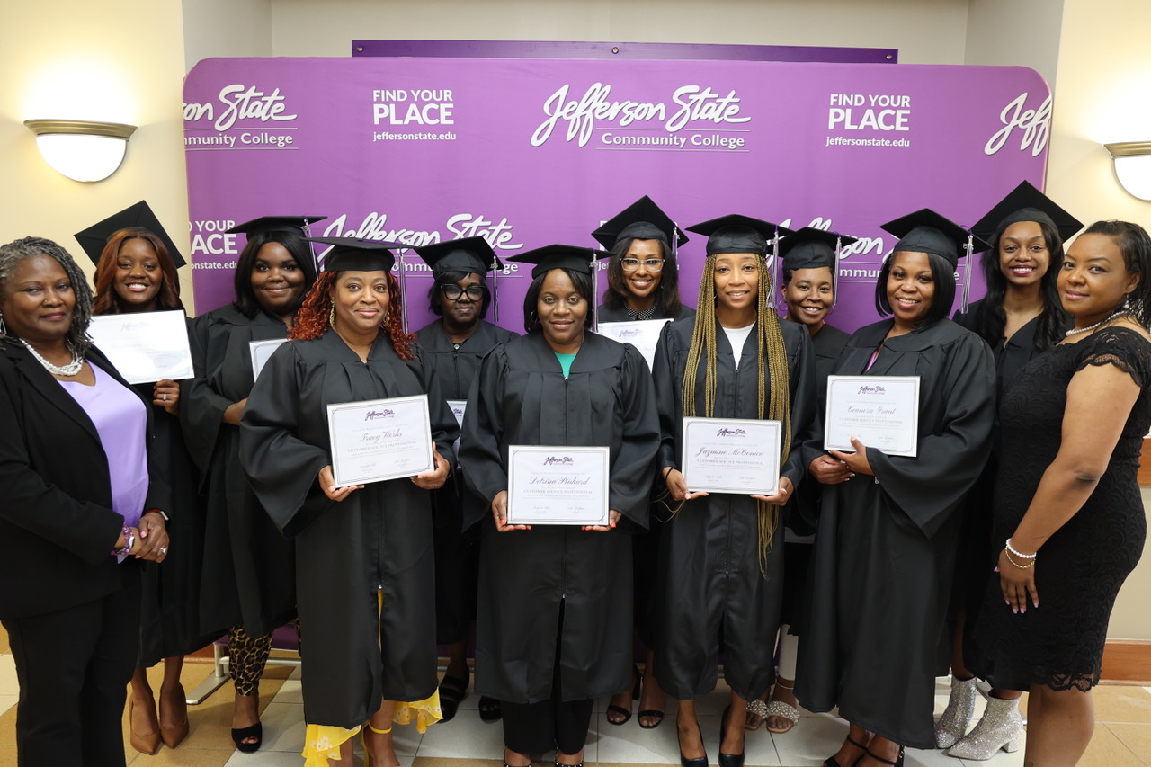 Ten graduates completed the eight-week Customer Service Training Program at Jefferson State and more are scheduled at Trenholm State.