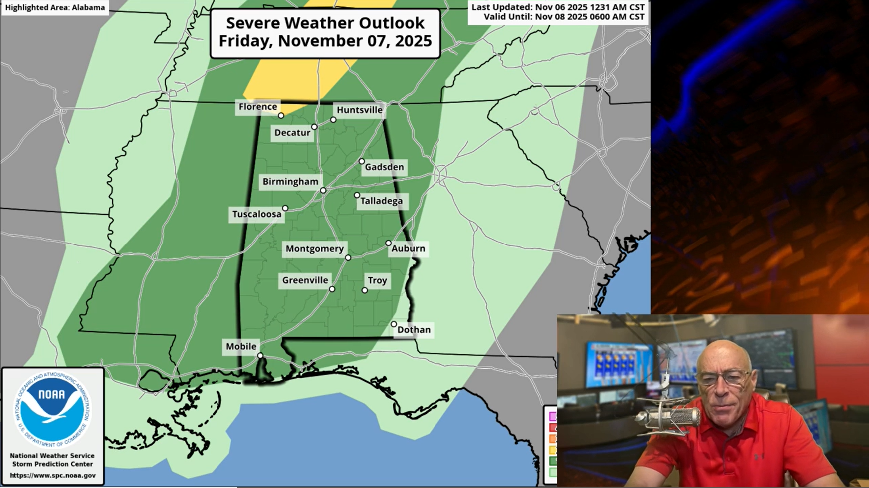James Spann says showers and thunderstorms are returning to Alabama Friday, with frigid air following late Sunday and early Monday.
