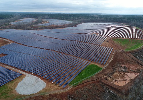 aerial view of solar panels