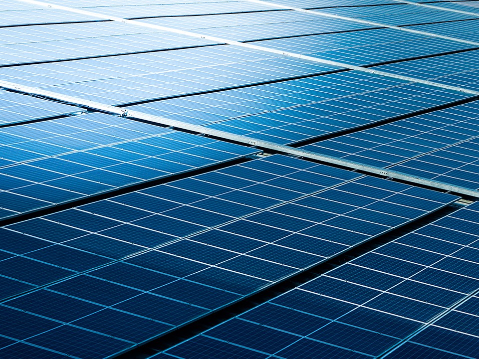 Solar farm on a clear day.