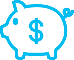 no upfront cost piggy bank icon