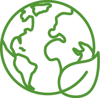 green world with sustainable leaf icon