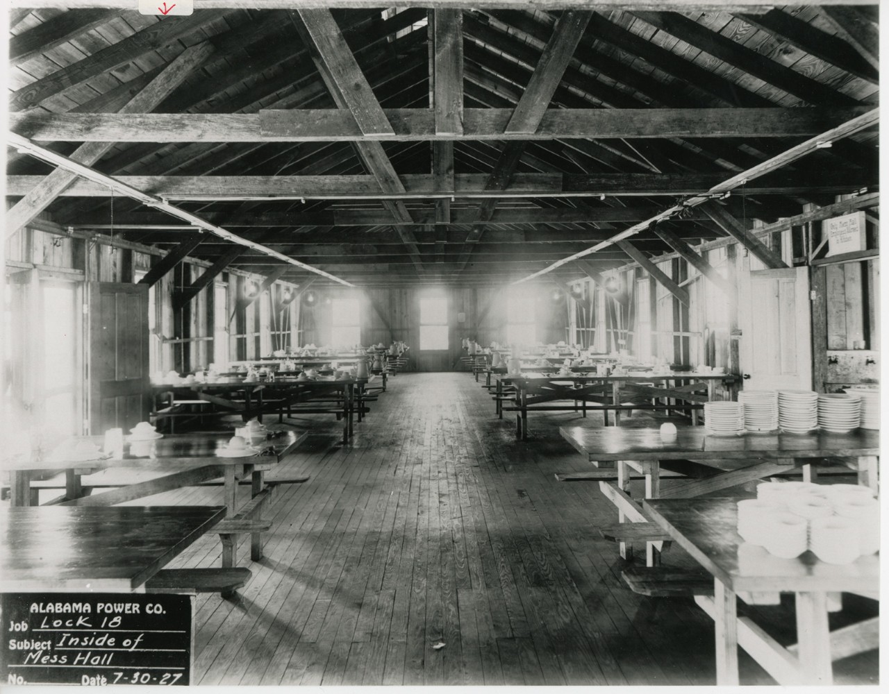 Lay Dam mess hall interior 1927