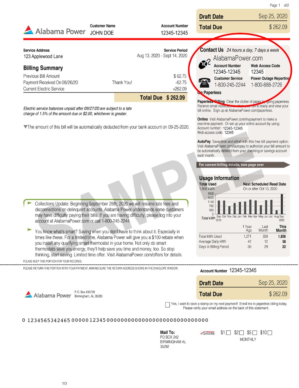 New Electricity Bill Format  - Contact Information - Alabama Power Company